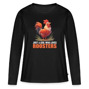 Coq Coqs Coq - T-shirt manches longues Premium bio Femme - noir - Devant - Julia (174cm)