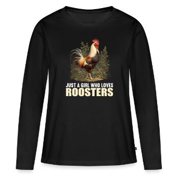 Coq Coqs Coq - T-shirt manches longues Premium bio Femme - noir - Devant - Julia (174cm)