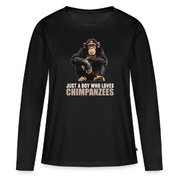 Chimpanzee Schimpansen Schimpanse - Frauen Premium Bio Langarmshirt - Schwarz - Vorne - Julia (174cm)