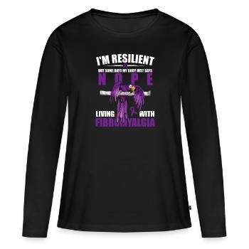 Je suis résilient, mais certains jours, mon - T-shirt manches longues Premium bio Femme - noir - Devant - Julia (174cm)