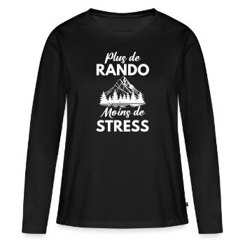 Plus de randonnée moins de stress - T-shirt manches longues Premium bio Femme - noir - Devant - Julia (174cm)