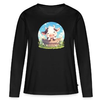 Vaches Vache - T-shirt manches longues Premium bio Femme - noir - Devant - Julia (174cm)