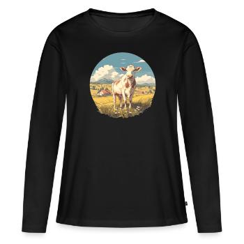 Vaches Vache - T-shirt manches longues Premium bio Femme - noir - Devant - Julia (174cm)