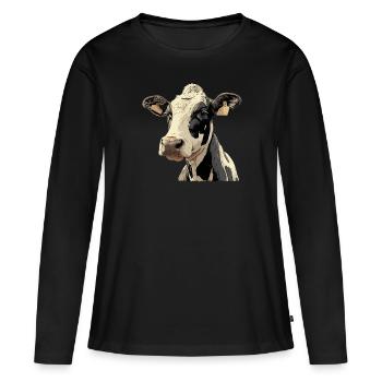 Vaches Vache - T-shirt manches longues Premium bio Femme - noir - Devant - Julia (174cm)