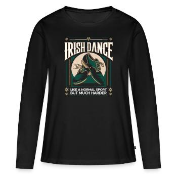 Fier de la danse irlandaise - T-shirt manches longues Premium bio Femme - noir - Devant - Julia (174cm)