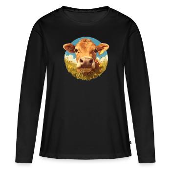 Vaches Vache - T-shirt manches longues Premium bio Femme - noir - Devant - Julia (174cm)