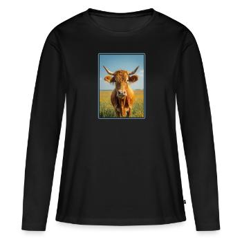 Vaches Vache - T-shirt manches longues Premium bio Femme - noir - Devant - Julia (174cm)