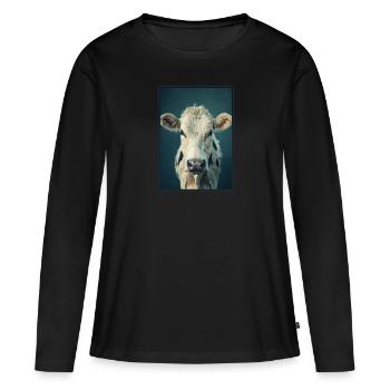 Vaches Vache - T-shirt manches longues Premium bio Femme - noir - Devant - Julia (174cm)