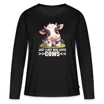 Vaches Vache - T-shirt manches longues Premium bio Femme - noir - Devant - Julia (174cm)