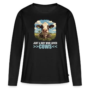 Vaches Vache - T-shirt manches longues Premium bio Femme - noir - Devant - Julia (174cm)
