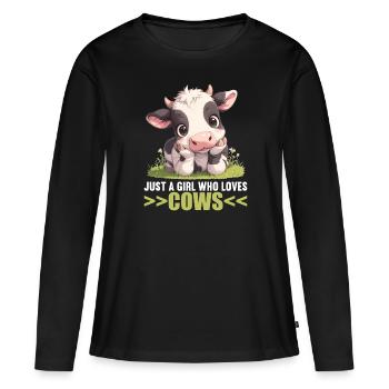 Vaches Vache - T-shirt manches longues Premium bio Femme - noir - Devant - Julia (174cm)