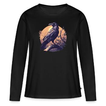 Corbeaux Corbeaux - T-shirt manches longues Premium bio Femme - noir - Devant - Julia (174cm)