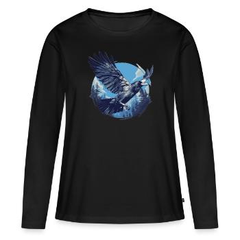 Corbeaux Corbeaux - T-shirt manches longues Premium bio Femme - noir - Devant - Julia (174cm)