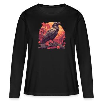 Corbeaux Corbeaux - T-shirt manches longues Premium bio Femme - noir - Devant - Julia (174cm)