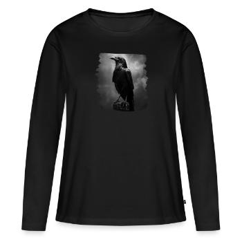 Corbeaux Corbeaux - T-shirt manches longues Premium bio Femme - noir - Devant - Julia (174cm)
