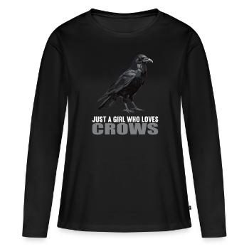 Corbeaux Corbeaux - T-shirt manches longues Premium bio Femme - noir - Devant - Julia (174cm)
