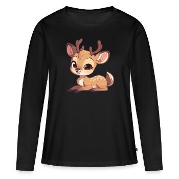 Cerf Cerf - T-shirt manches longues Premium bio Femme - noir - Devant - Julia (174cm)