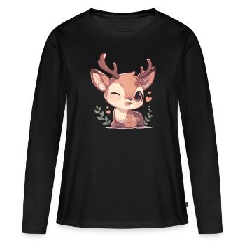 Cerf Cerf - T-shirt manches longues Premium bio Femme - noir - Devant - Julia (174cm)