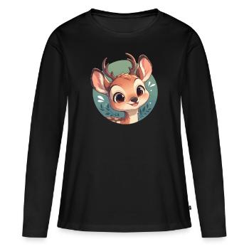 Cerf Cerf - T-shirt manches longues Premium bio Femme - noir - Devant - Julia (174cm)