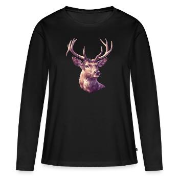 Cerf Cerf - T-shirt manches longues Premium bio Femme - noir - Devant - Julia (174cm)
