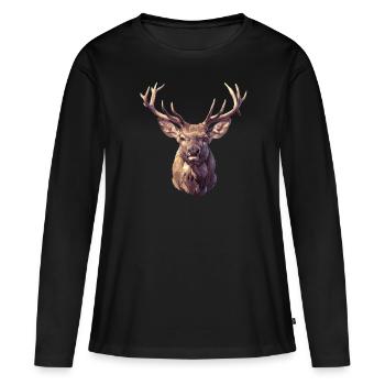 Cerf Cerf - T-shirt manches longues Premium bio Femme - noir - Devant - Julia (174cm)