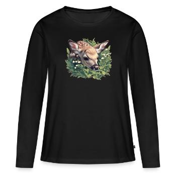 Cerf Cerf - T-shirt manches longues Premium bio Femme - noir - Devant - Julia (174cm)