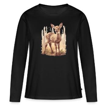 Cerf Cerf - T-shirt manches longues Premium bio Femme - noir - Devant - Julia (174cm)