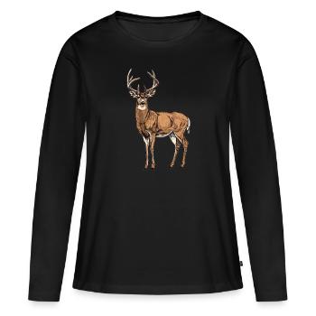 Cerf Cerf - T-shirt manches longues Premium bio Femme - noir - Devant - Julia (174cm)