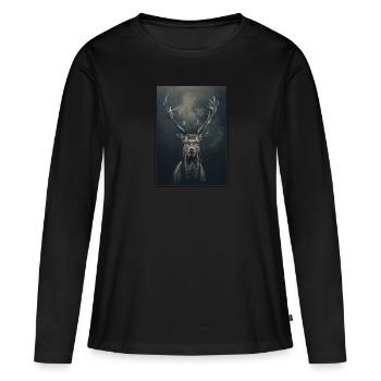 Cerf Cerf - T-shirt manches longues Premium bio Femme - noir - Devant - Julia (174cm)