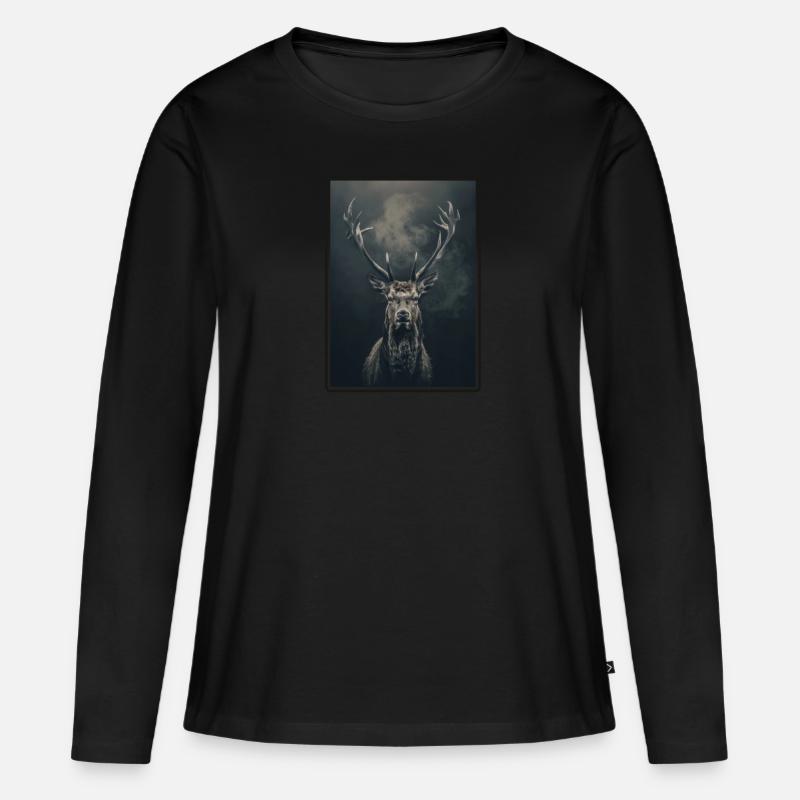 Hirsche Hirsch - Frauen Premium Bio Langarmshirt - Schwarz