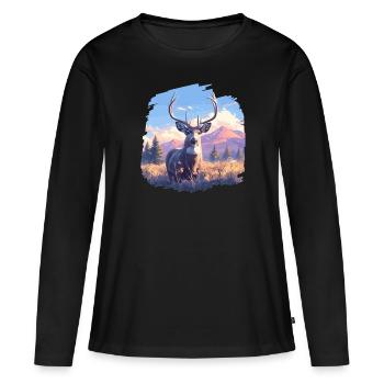 Cerf Cerf - T-shirt manches longues Premium bio Femme - noir - Devant - Julia (174cm)