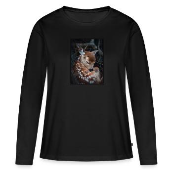 Cerf Cerf - T-shirt manches longues Premium bio Femme - noir - Devant - Julia (174cm)
