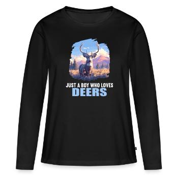 Cerf Cerf - T-shirt manches longues Premium bio Femme - noir - Devant - Julia (174cm)