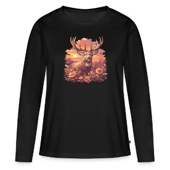 Cerf Cerf - T-shirt manches longues Premium bio Femme - noir - Devant - Julia (174cm)