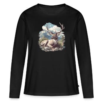 Cerf Cerf - T-shirt manches longues Premium bio Femme - noir - Devant - Julia (174cm)