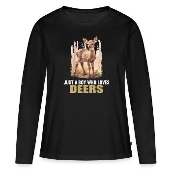 Cerf Cerf - T-shirt manches longues Premium bio Femme - noir - Devant - Julia (174cm)