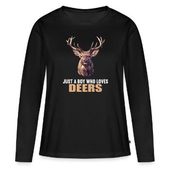 Cerf Cerf - T-shirt manches longues Premium bio Femme - noir - Devant - Julia (174cm)