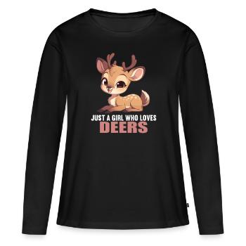 Cerf Cerf - T-shirt manches longues Premium bio Femme - noir - Devant - Julia (174cm)