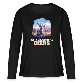 Cerf Cerf - T-shirt manches longues Premium bio Femme - noir - Devant - Julia (174cm)