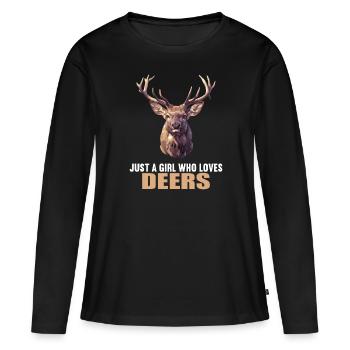 Cerf Cerf - T-shirt manches longues Premium bio Femme - noir - Devant - Julia (174cm)