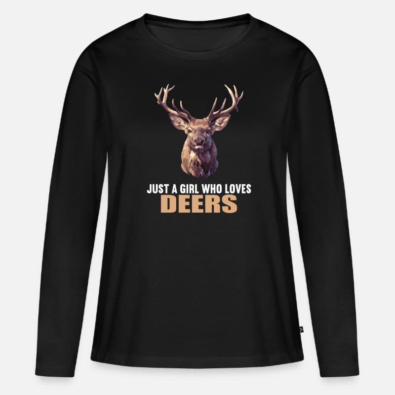 Hirsche Hirsch - Frauen Premium Bio Langarmshirt - Schwarz