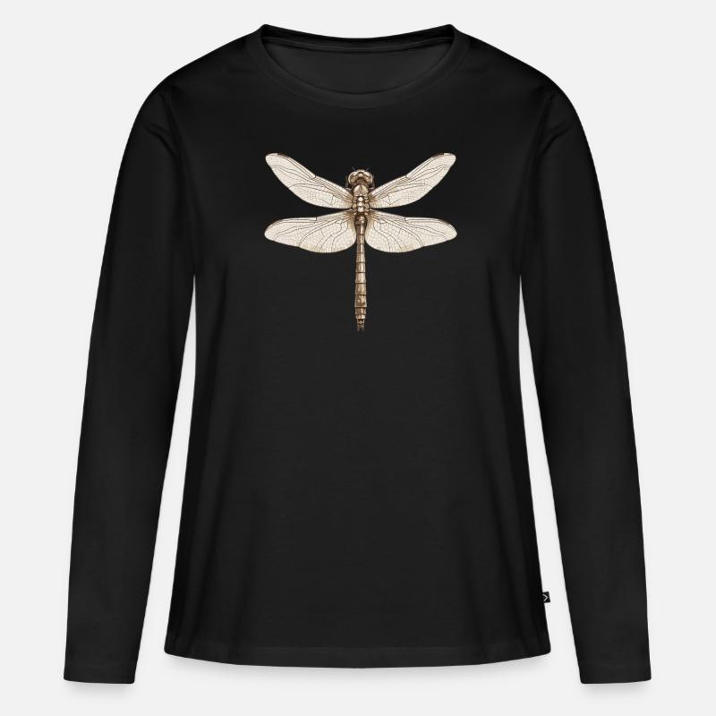 Libellen Libelle - Frauen Premium Bio Langarmshirt - Schwarz