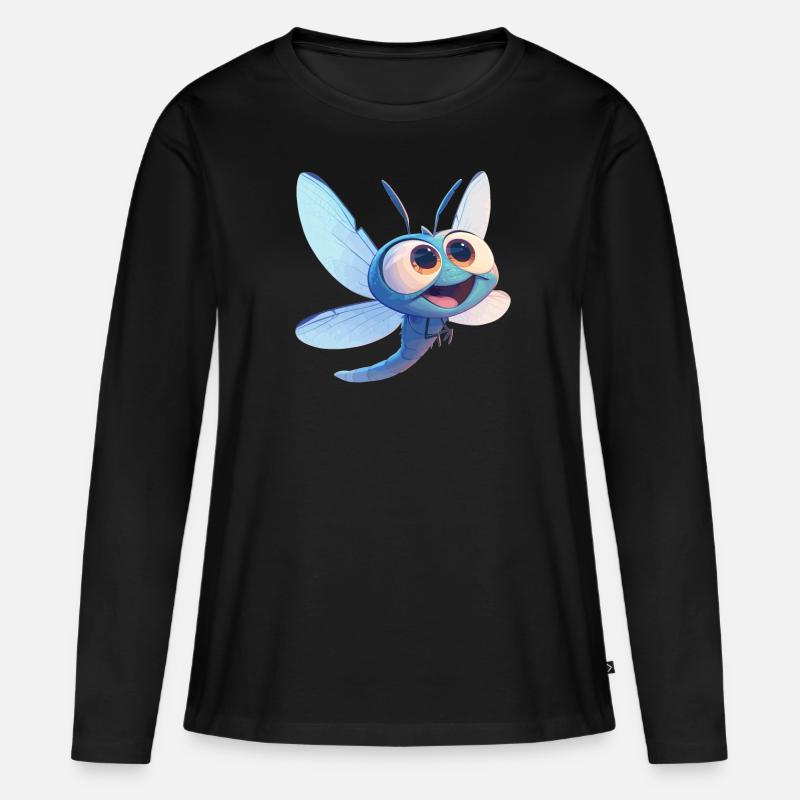 Libellen Libelle - Frauen Premium Bio Langarmshirt - Schwarz