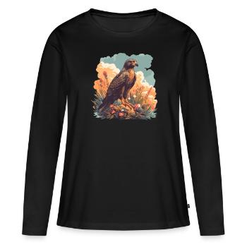 Faucon Faucon - T-shirt manches longues Premium bio Femme - noir - Devant - Julia (174cm)