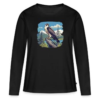Faucon Faucon - T-shirt manches longues Premium bio Femme - noir - Devant - Julia (174cm)