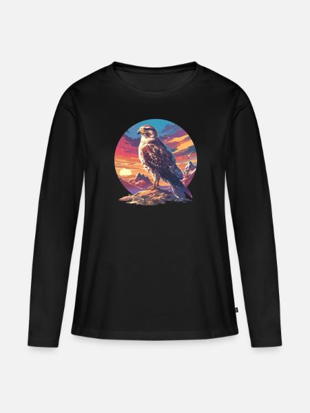 Falken Falke - Frauen Premium Bio Langarmshirt - Schwarz