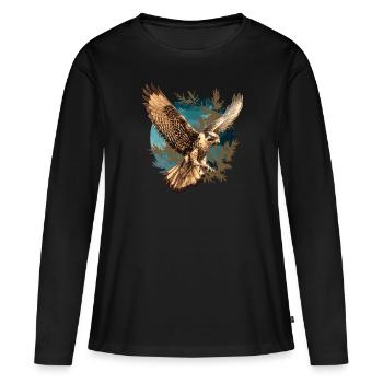 Faucon Faucon - T-shirt manches longues Premium bio Femme - noir - Devant - Julia (174cm)