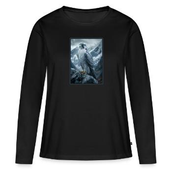 Faucon Faucon - T-shirt manches longues Premium bio Femme - noir - Devant - Julia (174cm)