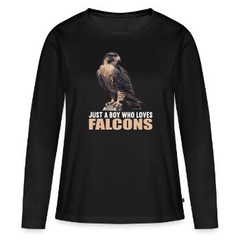 Faucon Faucon - T-shirt manches longues Premium bio Femme - noir - Devant - Julia (174cm)