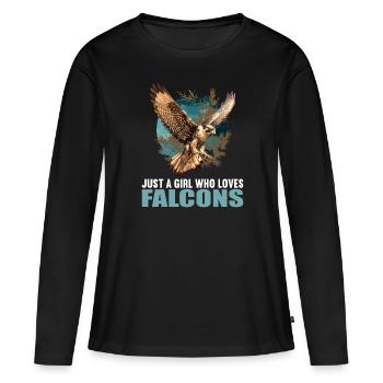 Faucon Faucon - T-shirt manches longues Premium bio Femme - noir - Devant - Julia (174cm)